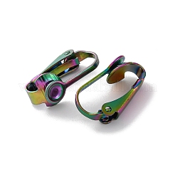 イオンプレーティング(IP) 304 ステンレススチール クリップオンイヤリング金具  虹色  15.5x10x7.5mm&nbsp;STAS-E103-05RC