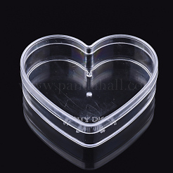 プラスチックビーズ収納ケース  ハート  透明  6.7x7.85x2.1cm  容量：45ml（1.52液量オンス）&nbsp;CON-Q029-01