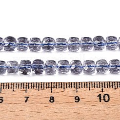 天然トパーズビーズ連売り  多面カット  染め  キューブ  ミディアムスレートブルー  5~6x5~6x5~6mm  穴：0.9mm  約71~75個/連  14.96~15.16インチ（38~38.5cm）&nbsp;G-N342-107B