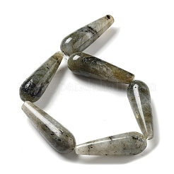 天然石ラブラドライトビーズ連売り  ティアドロップ  30~30.5x10~10.5mm  穴：1.4mm  約6個/連  7.13~7.20インチ（18.1~18.3cm）&nbsp;G-P528-H04-01