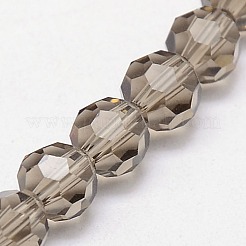 ガラスビーズ連売り  ファセット（32ファセット）  ラウンド  グレー  4mm  穴：1mm  約87~93個/連  32~33cm&nbsp;EGLA-J042-4mm-09