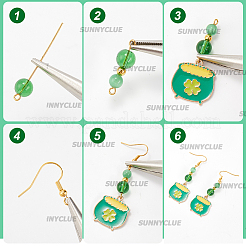 聖パトリックの日のテーマのダングルイヤリングのDIYキット  グリーン  8mm  穴：1mm&nbsp;DIY-SC0024-74