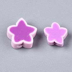 手作り樹脂粘土ビーズ  スター  パールピンク  8.5~11x9~11x4mm  穴：1.6mm&nbsp;CLAY-N011-015D