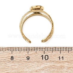 304ステンレススチールとガラスのキャットアイカフリング（女性用）  オーバル  イオンプレーティング（ip）  18KGP本金メッキ  ミックスカラー  11.5x9.5mm  usサイズ7（17.3mm）&nbsp;RJEW-K309-40G