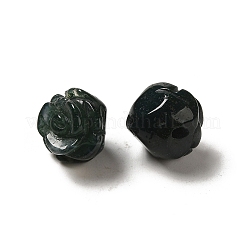 天然の苔瑪瑙の彫刻された花が散らばったビーズ  ローズ  8.5~10x10x10.5mm  穴：1mm&nbsp;G-O156-B-19
