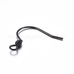 304ステンレススチールピアスフックイオンプレーティング（IP）  水平ループ付き  電気泳動黒  18x18mm  穴：2mm  22ゲージ  ピン：0.6mm&nbsp;STAS-L211-12-B