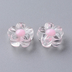透明なアクリルビーズ  二層ビーズ  花  ピンク  12x12.5x6mm  穴：2.5mm&nbsp;X-TACR-S152-06A-SS2112