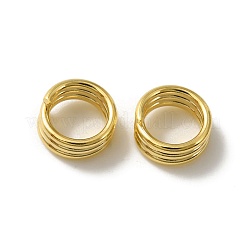 真鍮スプリットリング  鉛フリー＆カドミウムフリー  トリプルループ丸カン  24KGP本金メッキ  21ゲージ  6x3mm  内径：4.5mm&nbsp;KK-O143-23G