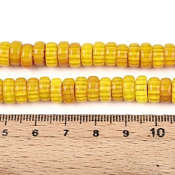 手作りミッレフィオーリガラスビーズ連売り  バレル  ゴールド  7.5~9x4mm  穴：1mm  約95~97個/連  14.76~14.96''（37.5~38センチメートル）&nbsp;LAMP-T021-27B-01