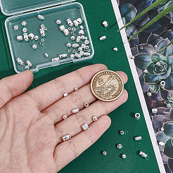 80個 8スタイル 真鍮スペーサービーズ  混合図形  925銀メッキ  2.5~6x2.3~4mm  穴：1.2~3mm  10個/スタイル&nbsp;KK-NB0004-08