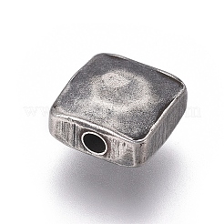 316サージカルステンレスビーズ  洗練された  正方形  アンティークシルバー  8.5x8.5x4mm  穴：1.8mm&nbsp;STAS-G214-17AS
