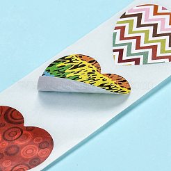 ハート型のステッカーロール  バレンタインデーステッカー粘着ラベル  装飾結婚披露宴アクセサリー用  カラフル  25x25mm  500PCS /ロール&nbsp;DIY-K027-A03