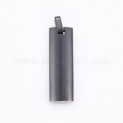 304ステンレスペンダント  主の祈りの十字架の長方形  ガンメタ色  37x11.5x5mm  穴：6x4.5mm&nbsp;STAS-O103-25D