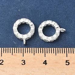 真鍮マイクロパヴェクリアキュービックジルコニアチューブベイル  ループベイル  長持ちメッキ  丸いリング  銀  13x10x3mm  穴：1.4mm  内径：6mm&nbsp;KK-A254-02A-S