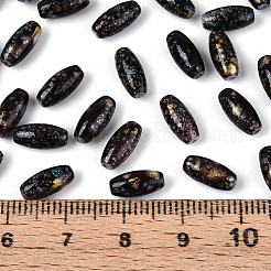 焼付塗装ガラスシードビーズ  丸い穴  オーバル  ブラック  9.5x4~4.5mm  穴：0.8~1mm  約1750個/ポンド&nbsp;SEED-N008-06J