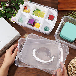 3層プラスチックハンドル付きオーガナイザーボックス  長方形  ホワイト  26.7x17.5x18.5cm&nbsp;CON-WH0095-212A