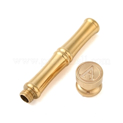 金色の真鍮ワックスシーリングスタンプヘッドと竹の棒状のハンドル  年賀状作りに  文字a  74.5x15mm&nbsp;LS-STAM-K001-05G-A