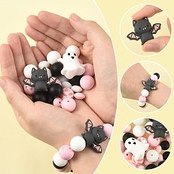 30個のシリコンビーズ  混合図形  ミックスカラー  12~27x6~35.5x6~18mm  穴：2mm&nbsp;SIL-FS0001-29