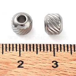 変色しない303ステンレススチールビーズ  ロンデル  ステンレス鋼色  7x6mm  穴：3.5mm&nbsp;STAS-Q302-03E-P