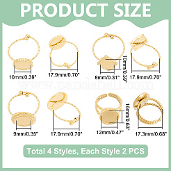 DIY ブランク 304 ステンレススチール オープンカフリング製作キット  18KGP本金メッキ  usサイズ7 3/4(18~17.9mm)&nbsp;DIY-UN0005-79