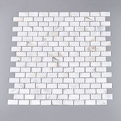 天然淡水貝のモザイクタイルカボション  長方形  フラットバック  29~30x14~15x1~2.5mm  約162個/セット&nbsp;SHEL-Q029-07