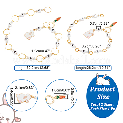 2個 2スタイル 合金エナメル ウサギ&ニンジンペンダント 編み込み列カウンターチェーン  4mm/10mmまでの針に適合  プロジェクトの進捗状況を追跡するためのアクリル ビーズ ステッチ マーカー  ホワイト  26.2~32.2cm  1個/スタイル&nbsp;HJEW-NB0001-86
