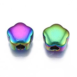ラックメッキレインボーカラー304ステンレススチールビーズ  カドミウムフリー＆ニッケルフリー＆鉛フリー  花  10x10x5.5mm  穴：2.5mm&nbsp;STAS-S119-085