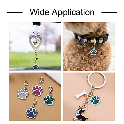 合金エナメルチャーム  グリッターパウダー付き  犬の足跡  プラチナ  濃い緑  17.7x16.6x2mm  穴：2mm&nbsp;ENAM-TAC0001-05B
