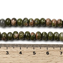天然石ユナカイトビーズ連売り  ロンデル  6.5~7x4~4.5mm  穴：0.8mm  約89個/連  15.35''（39センチメートル）&nbsp;G-A280-A20-01