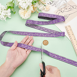 7.7ヤードのポリエステルフラワー刺繍リボン  衣類用アクセサリー  パープル  3/4インチ（20mm）&nbsp;OCOR-WH0090-94