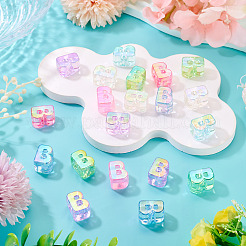 UVメッキ透明アクリルヨーロピアンビーズ20個  大きな穴の開いた虹色のビーズ  ミックスカラー  文字B  20.5x15x13.5mm  穴：6mm&nbsp;OACR-TADJ0001-19B