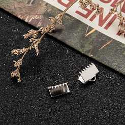 変色しにくい304ステンレススチールリボンクランプエンド  ステンレス鋼色  10x11mm  穴：2x4mm&nbsp;STAS-J011-08
