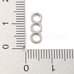 変色しない304ステンレススチールコネクタチャーム  スリーリングリンク  ステンレス鋼色  12.5x4.5x1mm  穴：3mm&nbsp;STAS-G318-06P