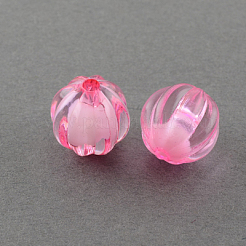 透明なアクリルビーズ  二層ビーズ  ラウンド  カボチャ  ミックスカラー  16mm  穴：2mm&nbsp;X-TACR-S089-16mm-M