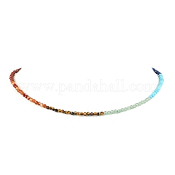 3.5mm チャクラ 宝石 ラウンド ビーズ ネックレス  304ステンレススチールのロブスタークロウ留め金付き  ゴールドカラー  16.69インチ（42.4cm）&nbsp;NJEW-JN05161