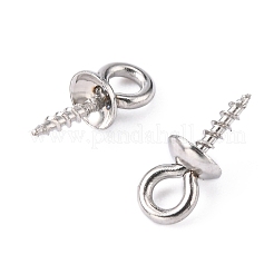 変色防止304ステンレススチール製スクリューアイピンペグベイル  片穴パーツ用  ステンレス鋼色  10x4mm  穴：2mm  ピン：1.34mm&nbsp;STAS-K146-002-4mm