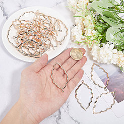 チベットスタイルの合金オープンバックベゼルビッグペンダント50個  UVレジンDIY用  エポキシ樹脂  プレスジュエリー  葉  ローズゴールド  65x34.5x2.5mm  穴：2mm&nbsp;FIND-CA0008-77RG