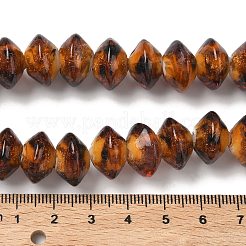 手作りゴールドパウダー入りランプワークビーズ  ロンデル  サドルブラウン  14.5~15x10~10.5mm  穴：1.6mm&nbsp;LAMP-K039-41