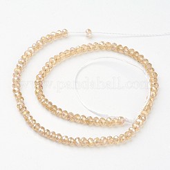 電気メッキガラスビーズセット  ABカラーメッキ  多面カット  ロンデル  小麦  6x4mm  穴：1mm  約80~85個/連  38~40cm&nbsp;LS-EGLA-D020-6x4mm-49