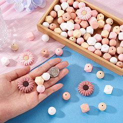 シリコーン焦点ビーズ  DIYの看護ネックレス用  混合図形  14~30x14~30x9~15mm  穴：2~3mm  84個/セット&nbsp;SIL-TA0003-30