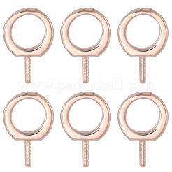 スターリングシルバーのスクリューアイペグベイル10個925組  リング  片穴ビーズ  ローズゴールド  9x6x1mm  穴：4mm  ピン：0.6mm  10個/セット&nbsp;STER-BBC0008-52RG