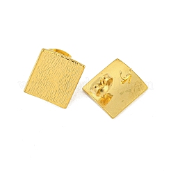304ステンレススチールスタッドピアス金具  水平ループ付き  正方形  ゴールドカラー  14x13mm  穴：2.5mm  ピン：11x0.6mm&nbsp;STAS-A091-03A-G