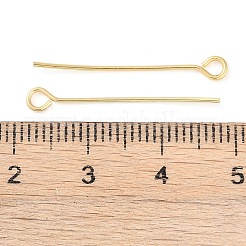 真鍮製アイピン  ジュエリー作りのための  18KGP本金メッキ  30x0.7mm  穴：1.6mm&nbsp;KK-N254-48C-G