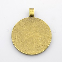 合金カボションセッティングペンダント  プレーンエッジベゼルカップ  ジュエリー作りのためのDIYパーツ  カドミウムフリー＆鉛フリー  フラットラウンド  アンティークブロンズ  62.5x50x4mm&nbsp;PALLOY-S602-AB-LF