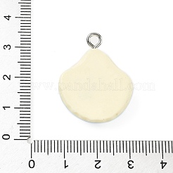 不透明樹脂ペンダント  プラチナ鉄ループ付き  シェル形状  28.5x23x7.5mm  穴：2.5mm&nbsp;RESI-C061-01C