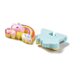 ユニコーン レインボー クラウド 不透明樹脂 デコデン カボション  ミックスカラー  19.5~25.5x26~27.5x7~9.5mm&nbsp;CRES-A057-03