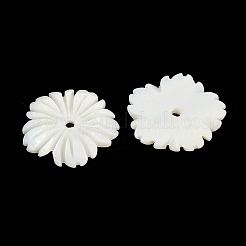 天然淡水シェルのペンダント  花のチャーム  ホワイト  17~17.5x17~17.5x2.5mm  穴：1.5mm&nbsp;SHEL-K006-43