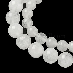 天然石ホワイトジェイドビーズ連売り  ラウンド  4~8mm  穴：0.5~1mm  約49~96個/連  15.7インチ（40cm）&nbsp;G-G666-07A