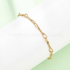 304ステンレススチール製ツイストボウノットリンクチェーンブレスレット（女性用）  PVD真空メッキ  長持ちメッキ  ゴールドカラー  5.59インチ（14.2cm）&nbsp;BJEW-F529-12G