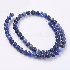 天然石ソーダライトビーズ連売り  ラウンド  6mm  穴：1mm  約58~61個/連  15インチ&nbsp;X-G-G448-6mm-25